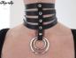 Preview: Gothic Halsband "Fetish Rings" Leder