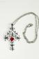 Mobile Preview: Halskette Kreuz mit rotem Herz Vintage Stil