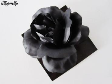Brosche schwarze Rose mit Anstecknadel
