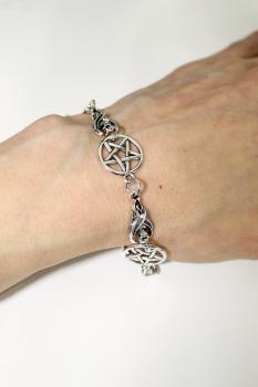 Gothic Armkette Fledermaus-Pentagramm