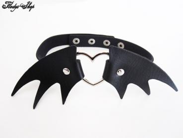 Fledermaus Halsband "Bat Heart" Leder