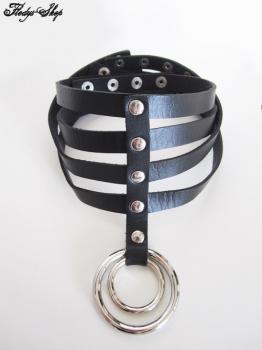 Gothic Halsband "Fetish Rings" Leder