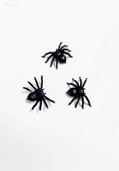 15 schwarze Deko mini Spinnen