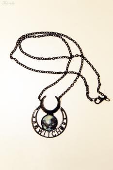 schwarze Halskette Moon "Witch"