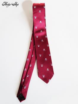 Krawatte weinrot Totenkopf Design