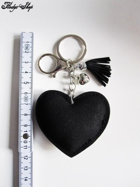Schlüsselanhänger schwarzes Herz mit Quaste