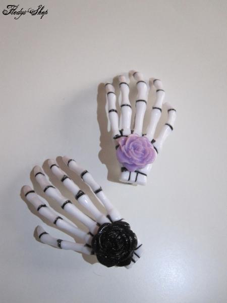 Rose Skull Haar-Clip Skeletthand
