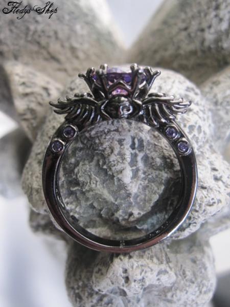 Ring "Totenliebe" 925er Silber mit lila Zirkonia Stein